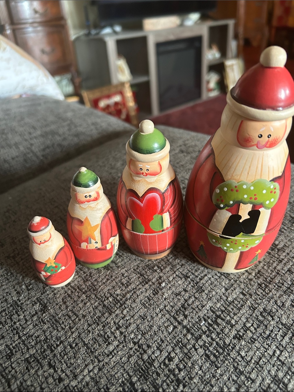Hand-Painted Red Santa Holiday Figurine - Classic Festive Decor nesting  Santa’s